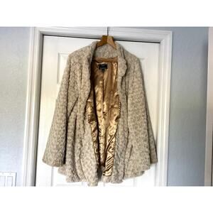 Dennis by Dennis Basso Faux Fur Beige Swing Coat Lux 1X